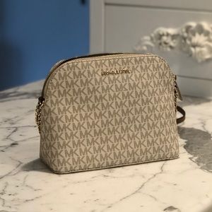 Michael Kors white gray pattern crossbody purse